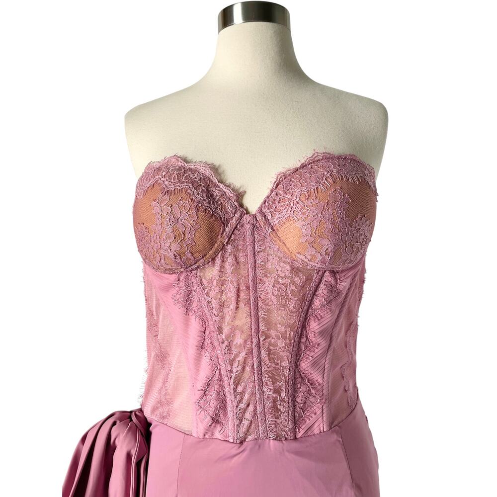 Nana Jacqueline Suzette Dress XL Pink Lace Corset Strapless Mini - Picture 4 of 8